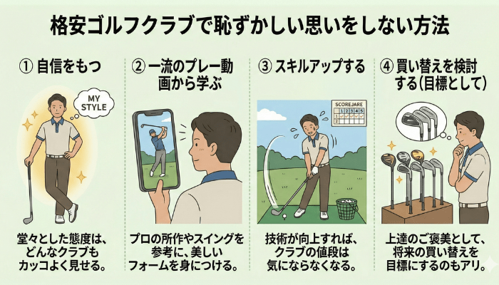 格安ゴルフクラブで恥ずかしい思いをしない方法